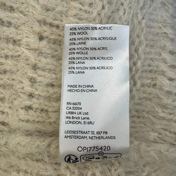 Anthropologie Cream Shaggy Sweater Vest size 1X/2X snap button closure 25% wool - Picture 13 of 16